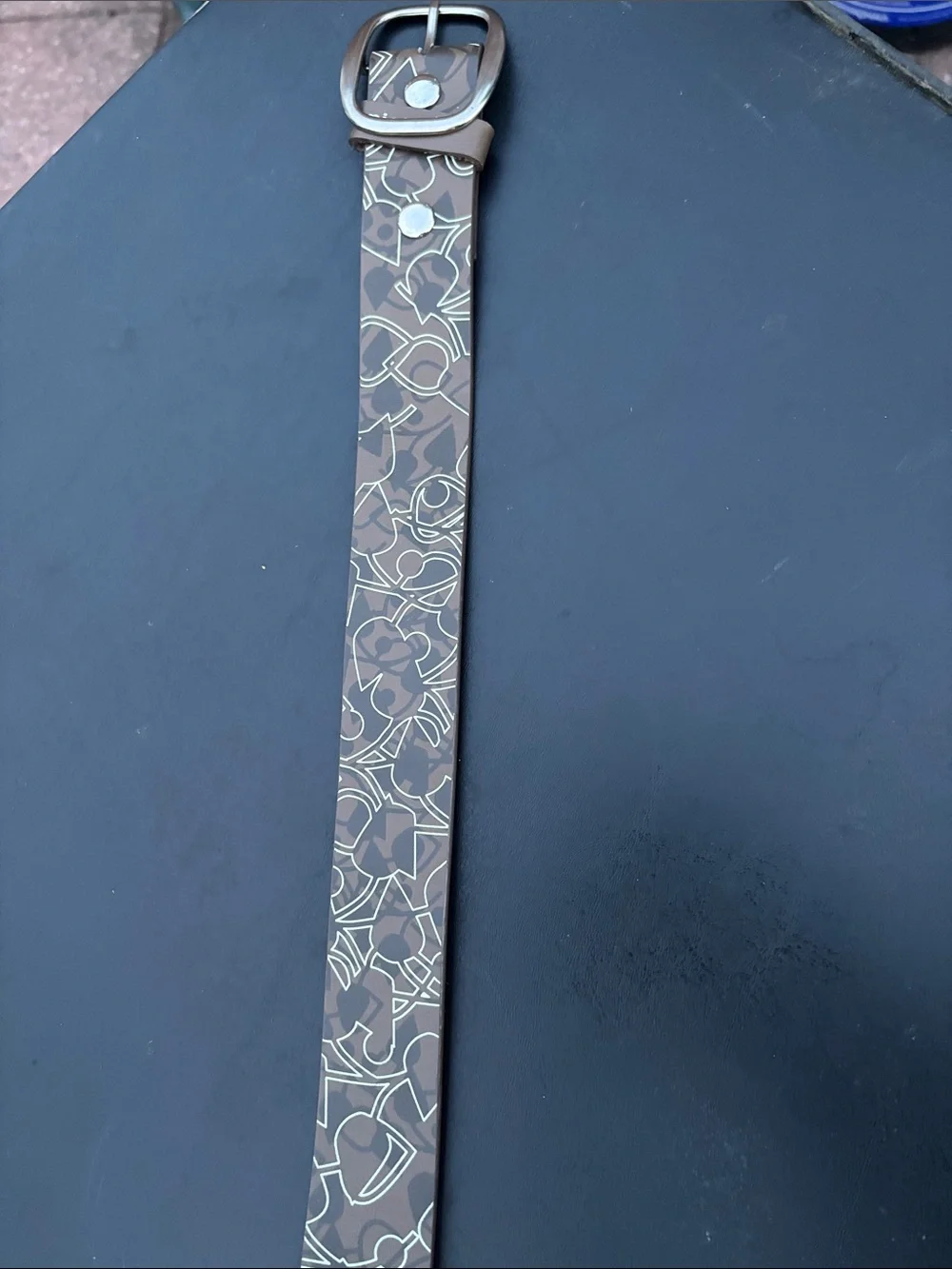 pistil Brown Patterned Leather Belt with Silver Buckle size S